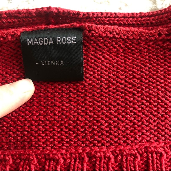 🍒 cherry red vtg knit cotton sweater - Picture 2 of 7